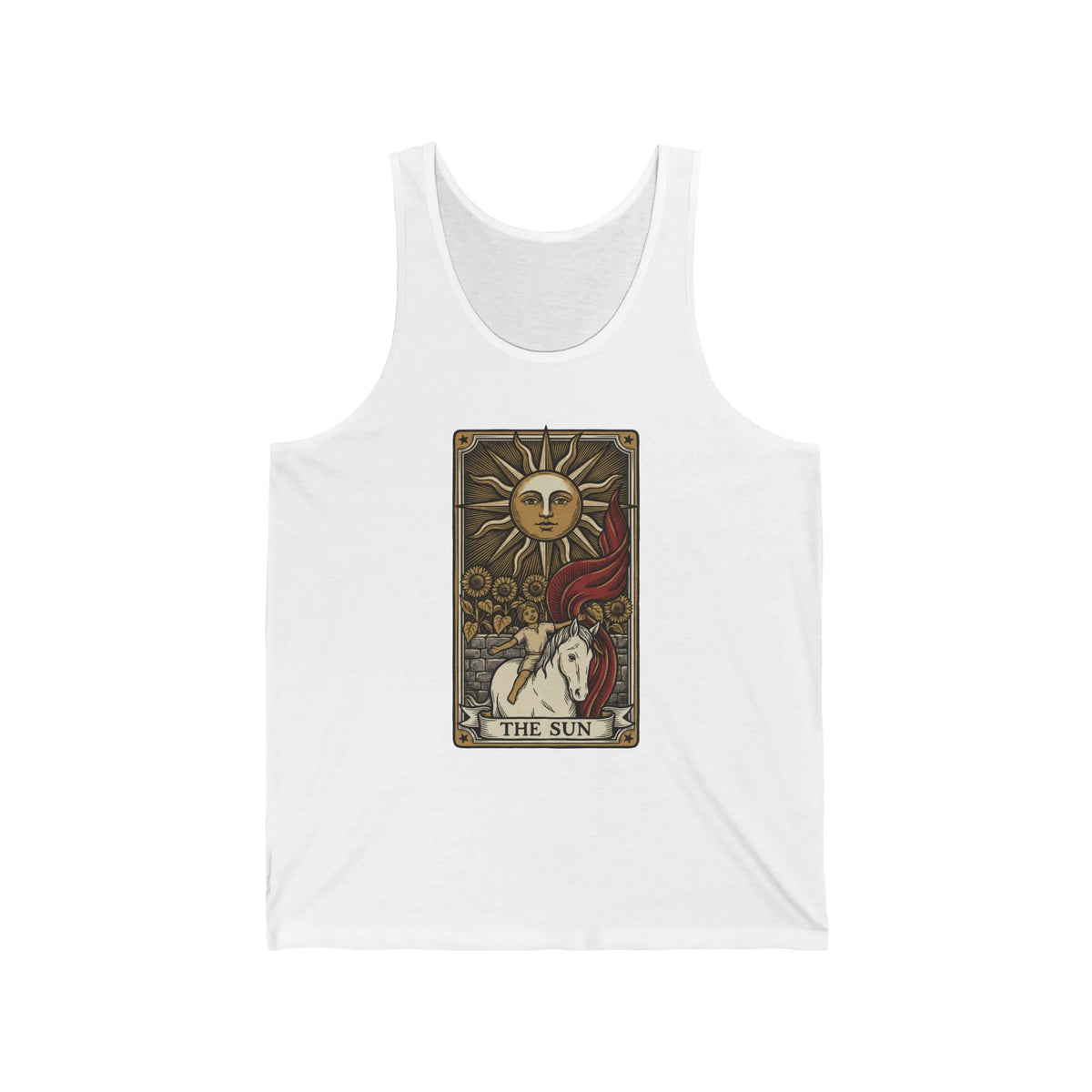 The Sun Tarot Card Tank Top - Soft Airlume Cotton Retail Fit - Unisex White