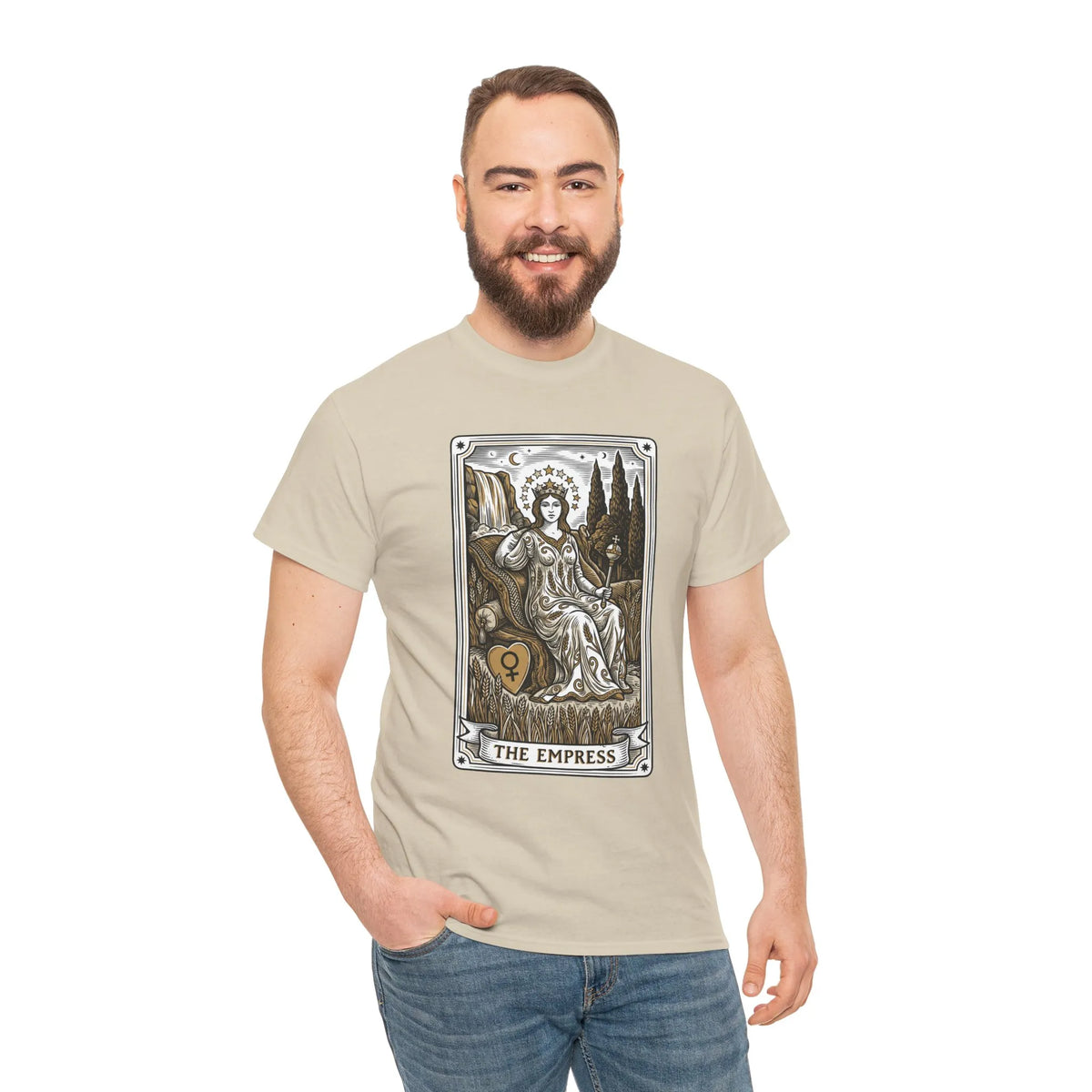 Empress Tarot Card Graphic T-Shirt - Heavy Cotton Classic Fit Tee - Unisex White