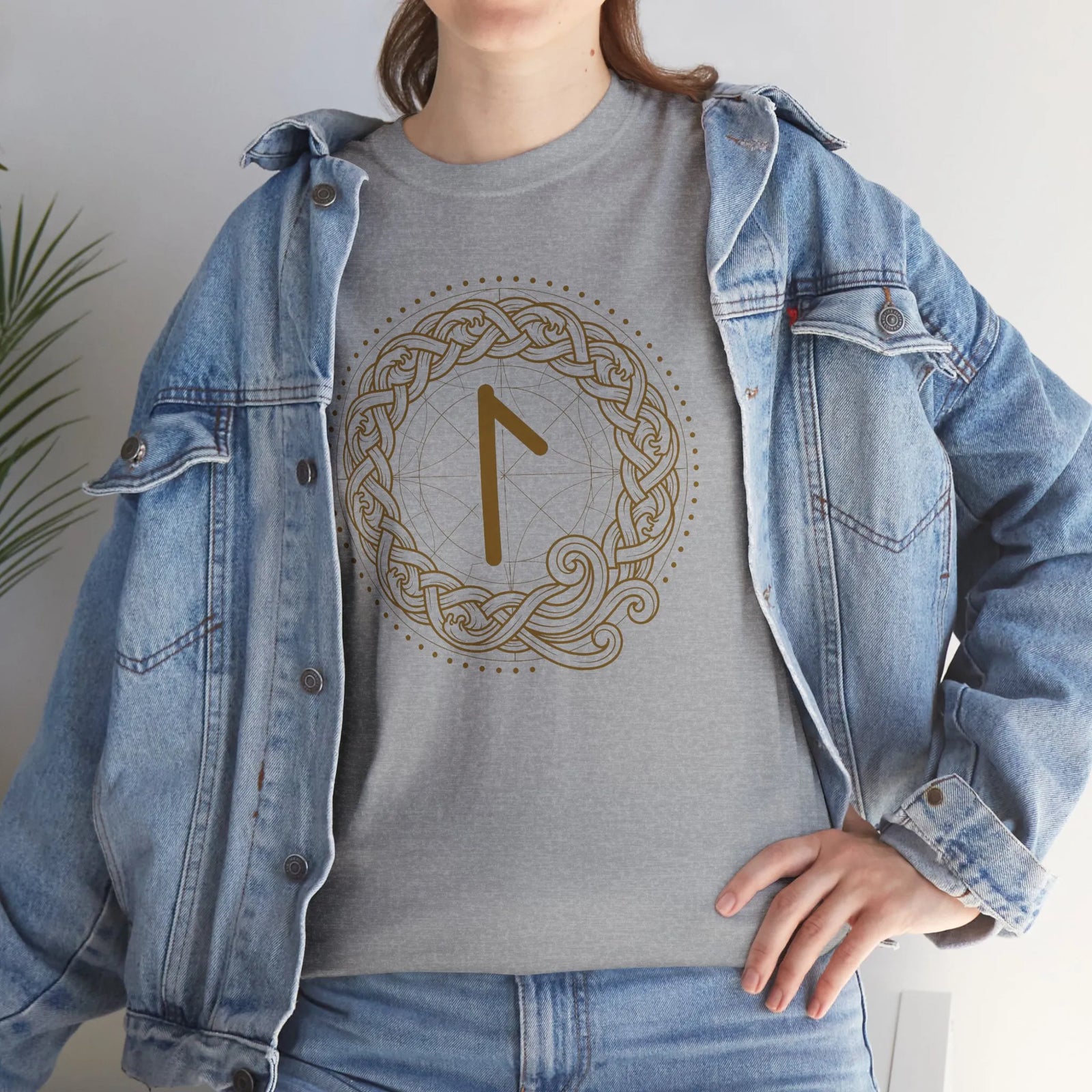 Laguz Rune Norse Knotwork T-Shirt - Heavy Cotton Classic Fit Tee - Unisex White