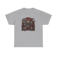 Viking Berserker Cat Graphic T-Shirt - Heavyweight 100% Cotton Classic Tee - Unisex White