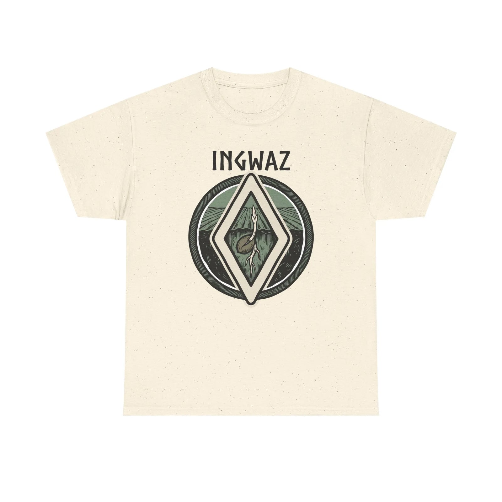 Ingwaz Seed Rune Graphic T-Shirt - Heavy Cotton Classic Fit Tee - Unisex White