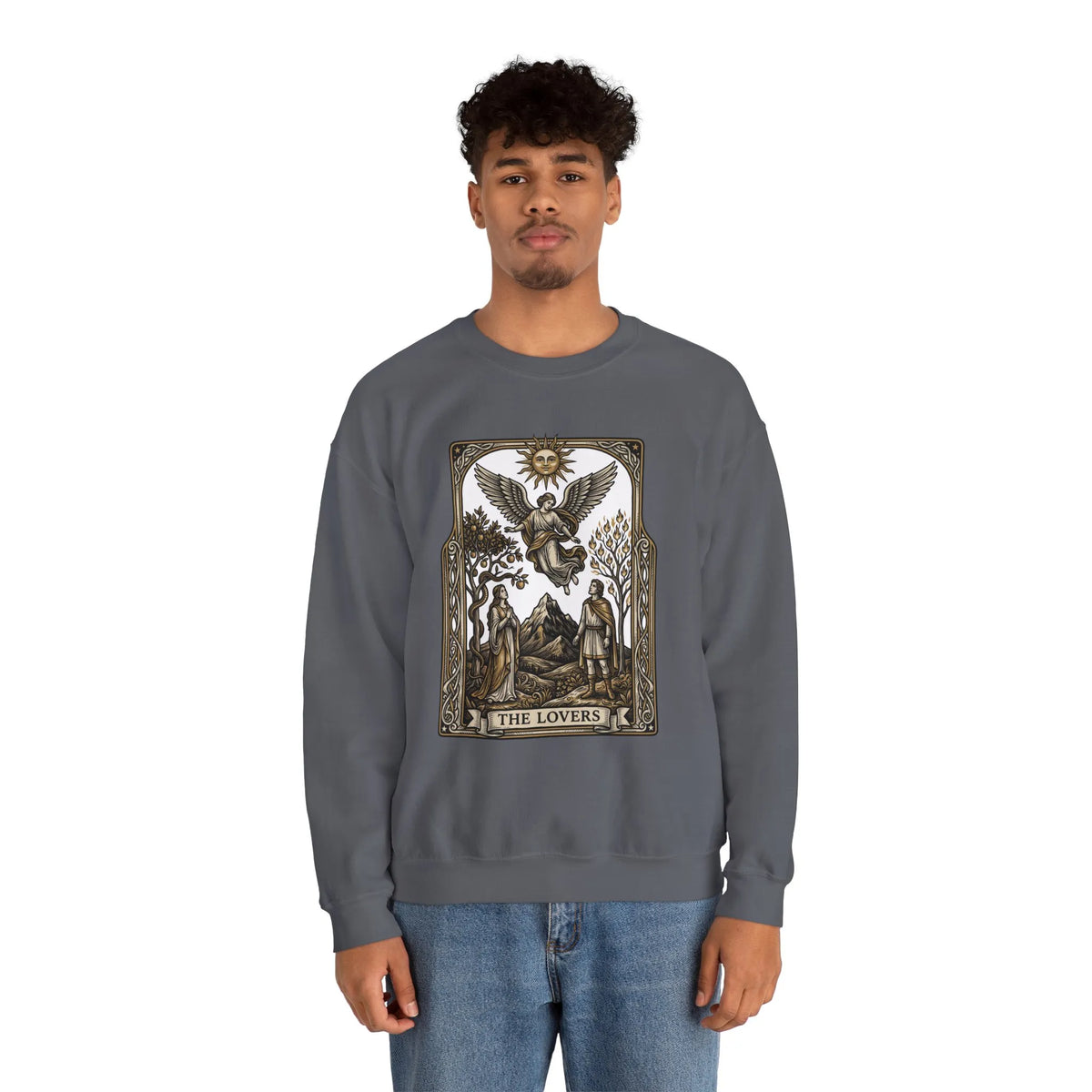 The Lovers Tarot Card Sweatshirt - Heavy Blend Fleece Crewneck - Unisex White