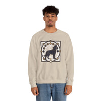 Sacred Geometry Spirit Dog Sweatshirt - Heavyweight Cotton Blend Crewneck - Unisex White