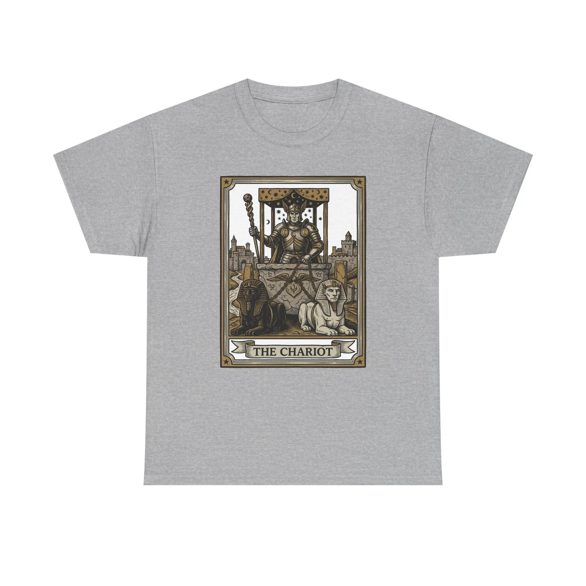 The Chariot Tarot Card T-Shirt - Heavy Cotton Classic Fit Tee - Unisex White