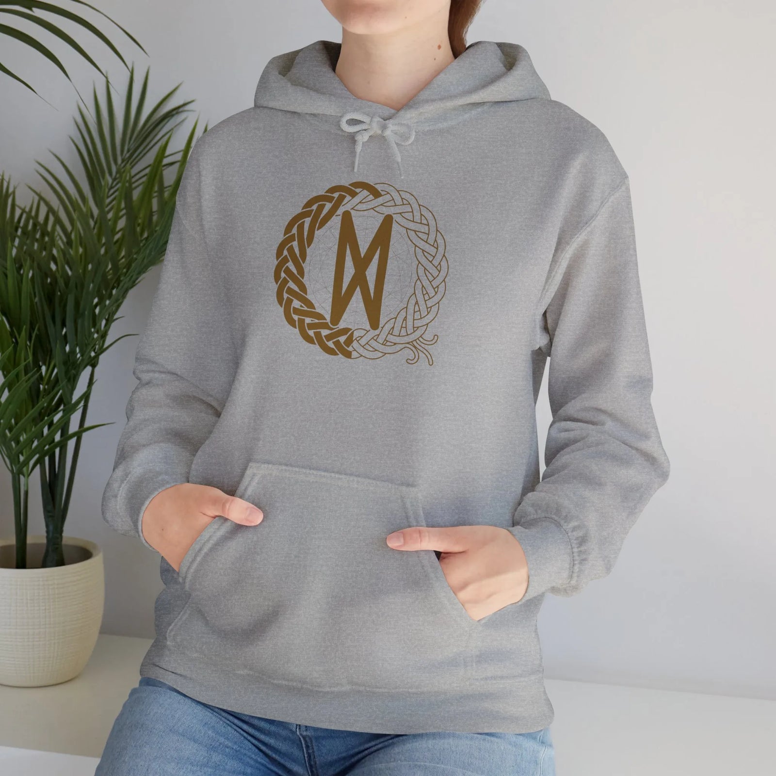 Dagaz Rune Dawn Dusk Threshold Hoodie - Medium Weight Fleece Pullover - Unisex White