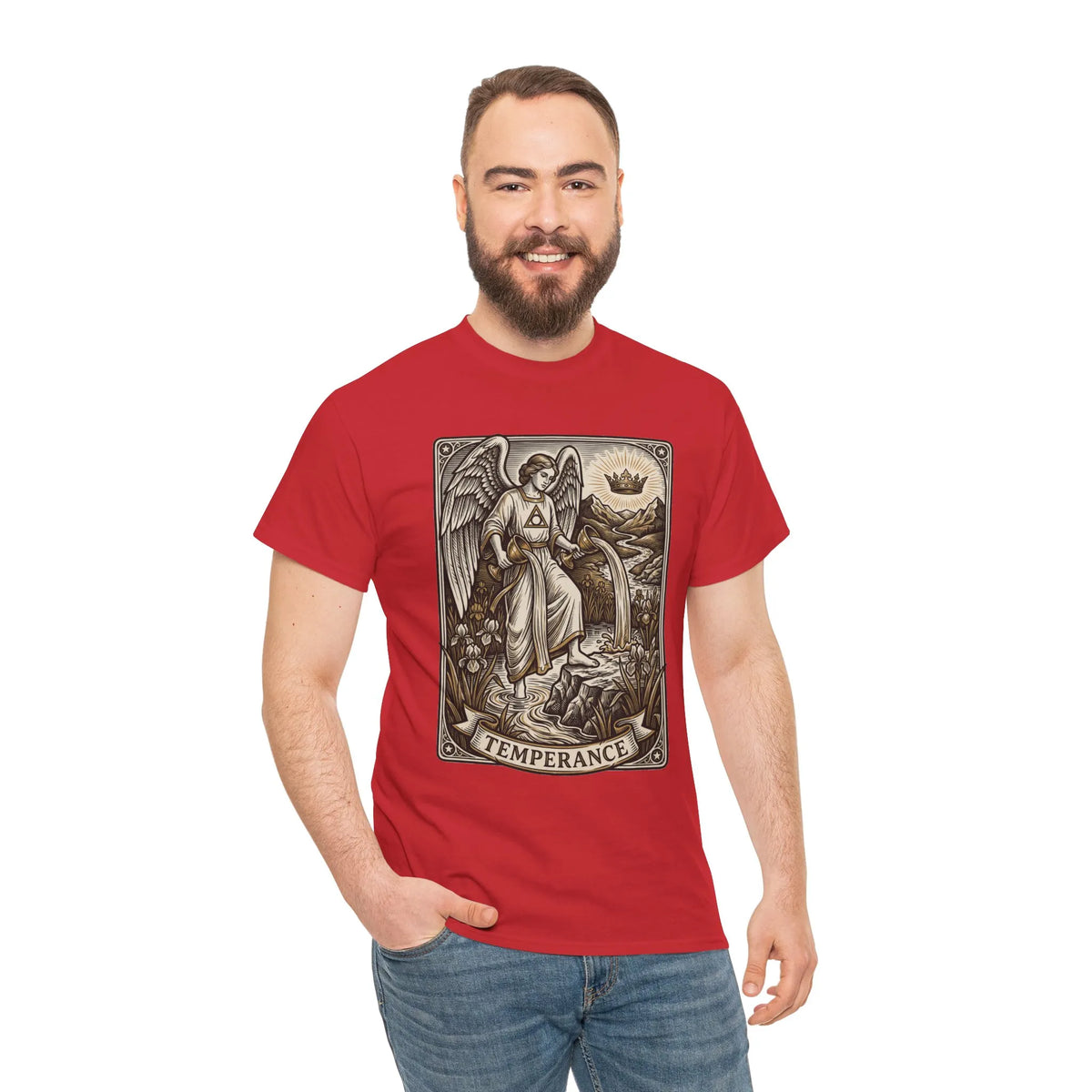 Temperance Angel Tarot Card T-Shirt - Heavy Cotton Classic Fit Tee - Unisex White