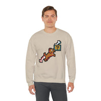 Fetch Quest 8-Bit Pixel Gaming Dog Sweatshirt - Heavy Blend Cotton Polyester Crewneck - Unisex White