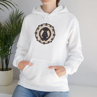 Meditating Dog Sacred Geometry Hoodie - Heavy Blend Cotton Poly Fleece - Unisex White