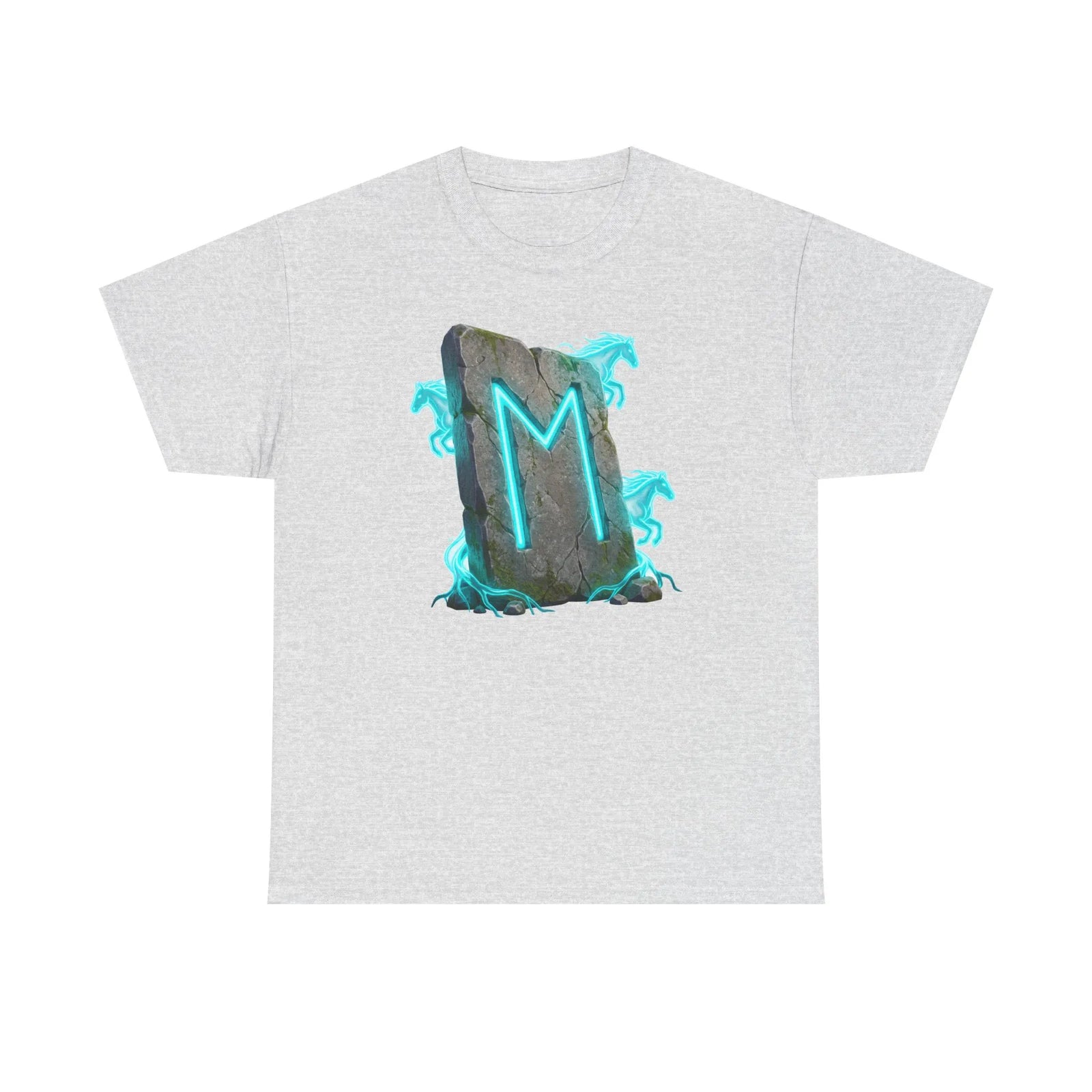 Ehwaz Rune Twin Horse T-Shirt - Heavyweight 100% Cotton Classic Tee - Unisex White