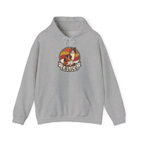 Calico Cat Retro Sunset Graphic Hoodie - Medium Weight Fleece Pullover - Unisex White