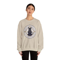 Sacred Geometry Meditating Cat Sweatshirt - Classic Fit Fleece Crewneck - Unisex White