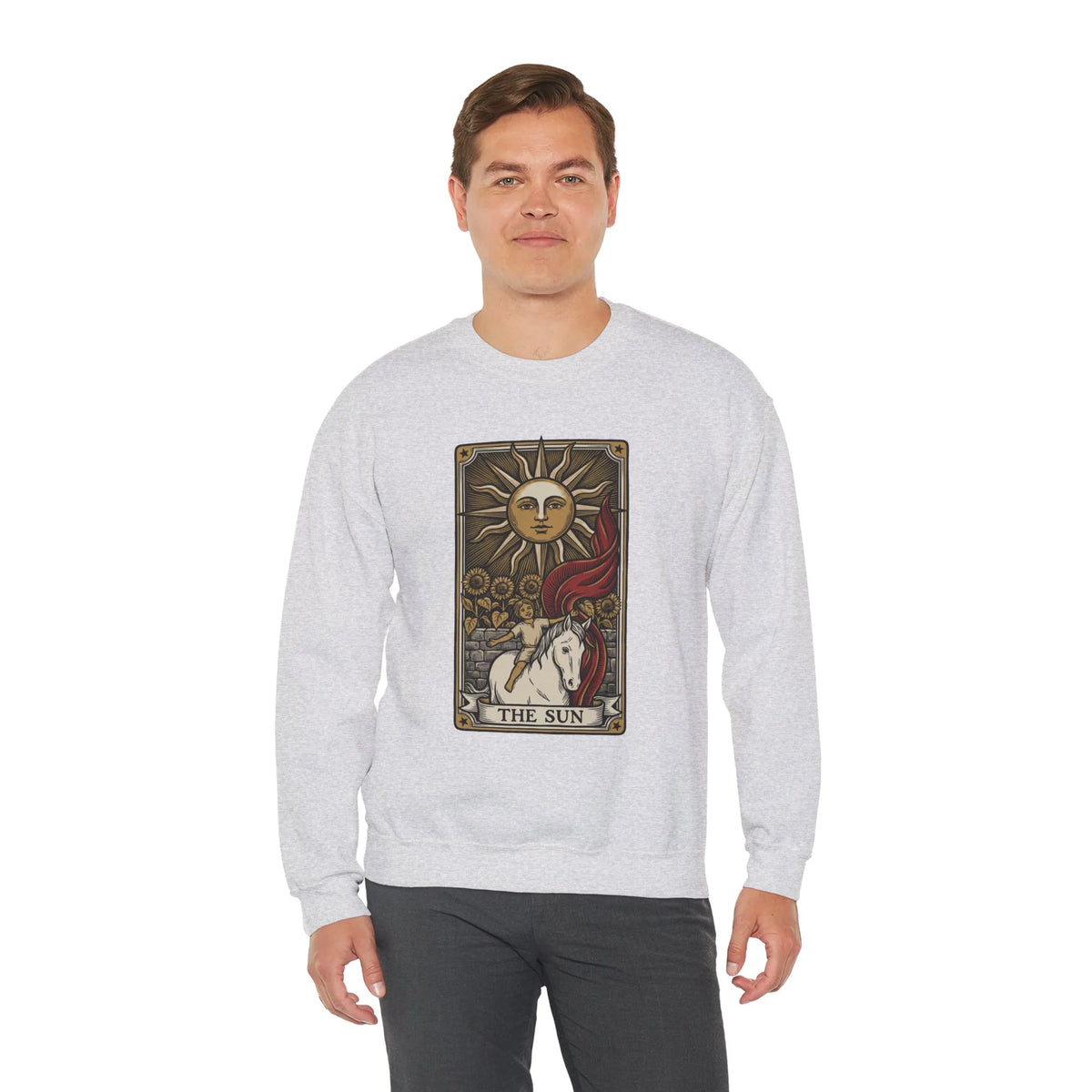 The Sun Tarot Card Sweatshirt - Heavy Blend Fleece Crewneck - Unisex White