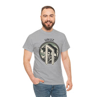 Uruz Runic Bull Graphic T-Shirt - Heavyweight Cotton Classic Fit Tee - Unisex White