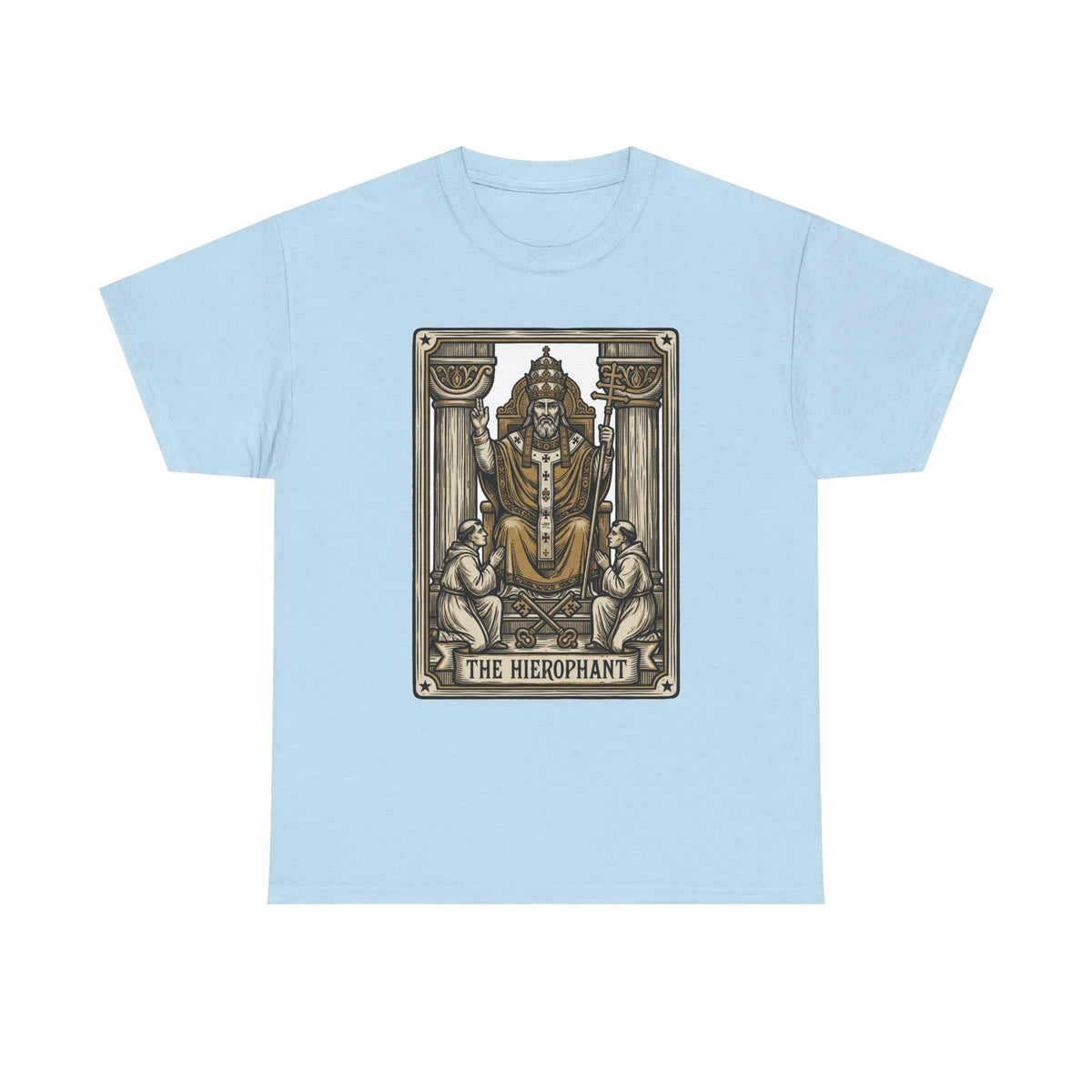 Hierophant Tarot Card Graphic T-Shirt - Heavy Cotton Classic Fit Tee - Unisex White