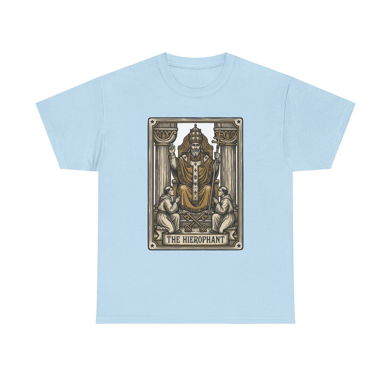 Hierophant Tarot Card Graphic T-Shirt - Heavy Cotton Classic Fit Tee - Unisex White