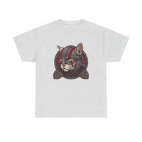 Viking Berserker Cat Graphic T-Shirt - Heavyweight Cotton Classic Fit Tee - Unisex White
