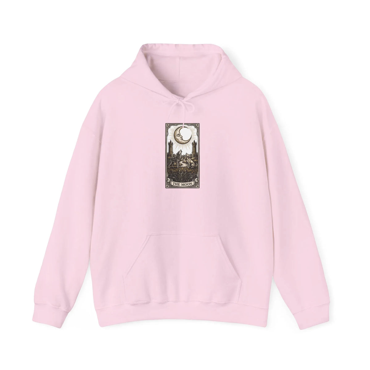 Moon Tarot Card Graphic Hoodie - Soft Fleece Blend Pullover - Unisex Ash
