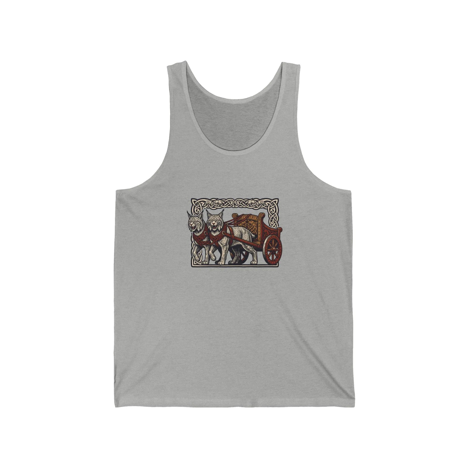 Freyja's Sacred Cats Chariot Tank Top - Soft Airlume Cotton Retail Fit - Unisex White