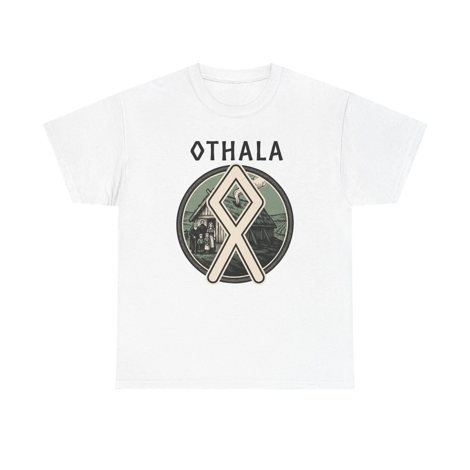 Othala Rune Family Homestead T-Shirt - Heavy Cotton Classic Fit Tee - Unisex White