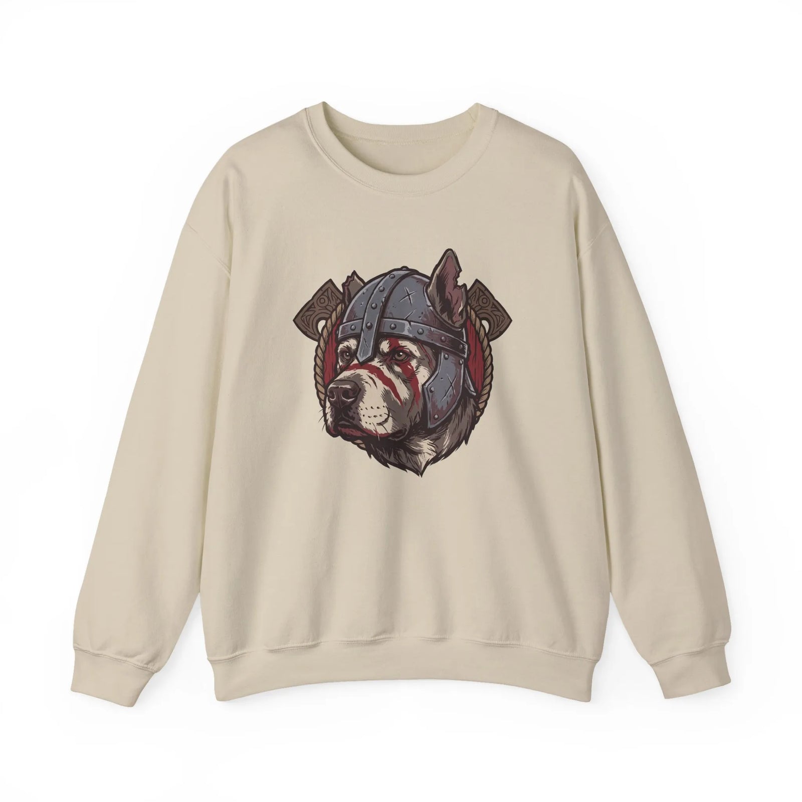 Warpaint Viking Berserker Dog Sweatshirt - Durable Cotton Blend Fleece Crew - Unisex White