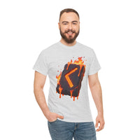 Kenaz Rune Torch Flame T-Shirt - Heavy Cotton Classic Fit Tee - Unisex White