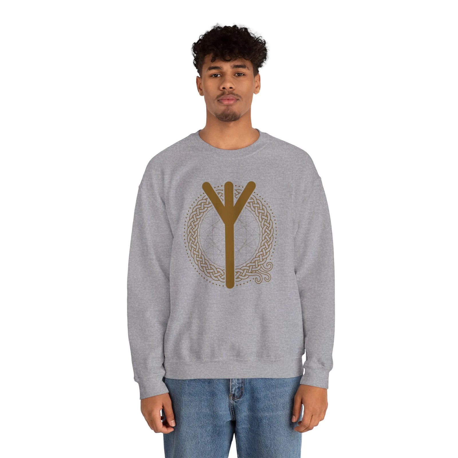 Elhaz Rune Protection Sweatshirt - Heavy Blend Cotton-Poly Crewneck - Unisex White