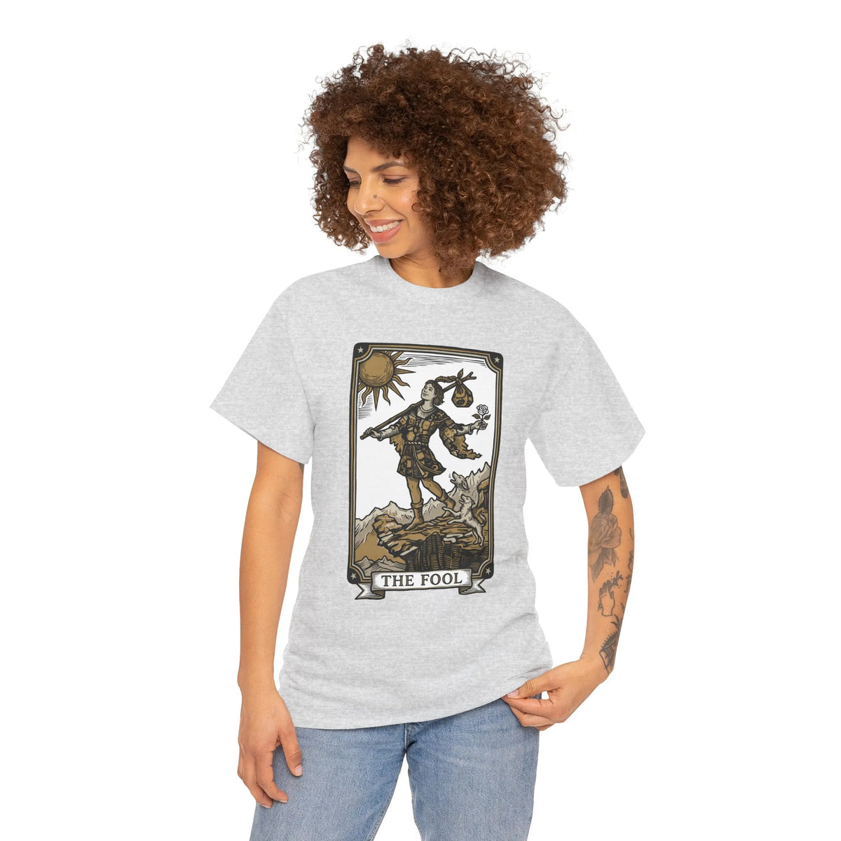 The Fool Tarot Card Graphic T-Shirt - Heavy Cotton Classic Fit Tee - Unisex White