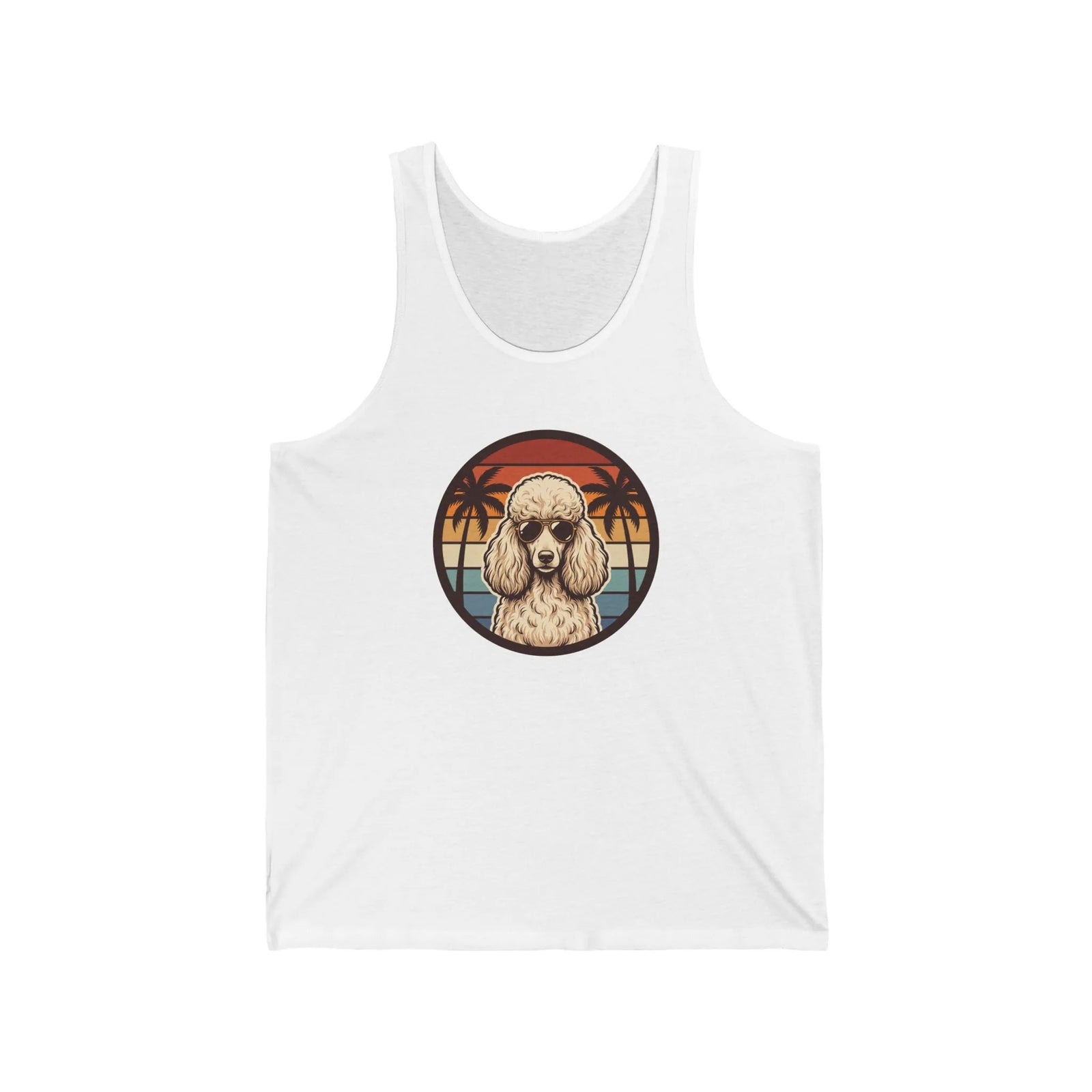 Poodle Aviator 70s Sunset Tank Top - Soft Lightweight Jersey Tank - Unisex White