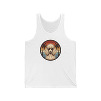 Poodle Aviator 70s Sunset Tank Top - Soft Lightweight Jersey Tank - Unisex White
