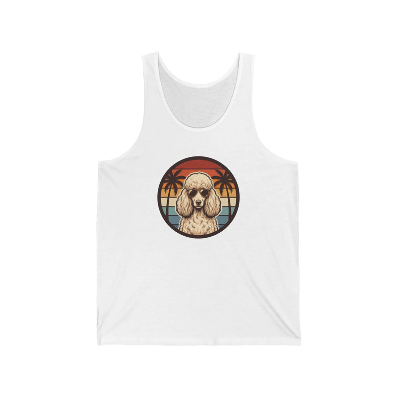 Poodle Aviator 70s Sunset Tank Top - Soft Lightweight Jersey Tank - Unisex White