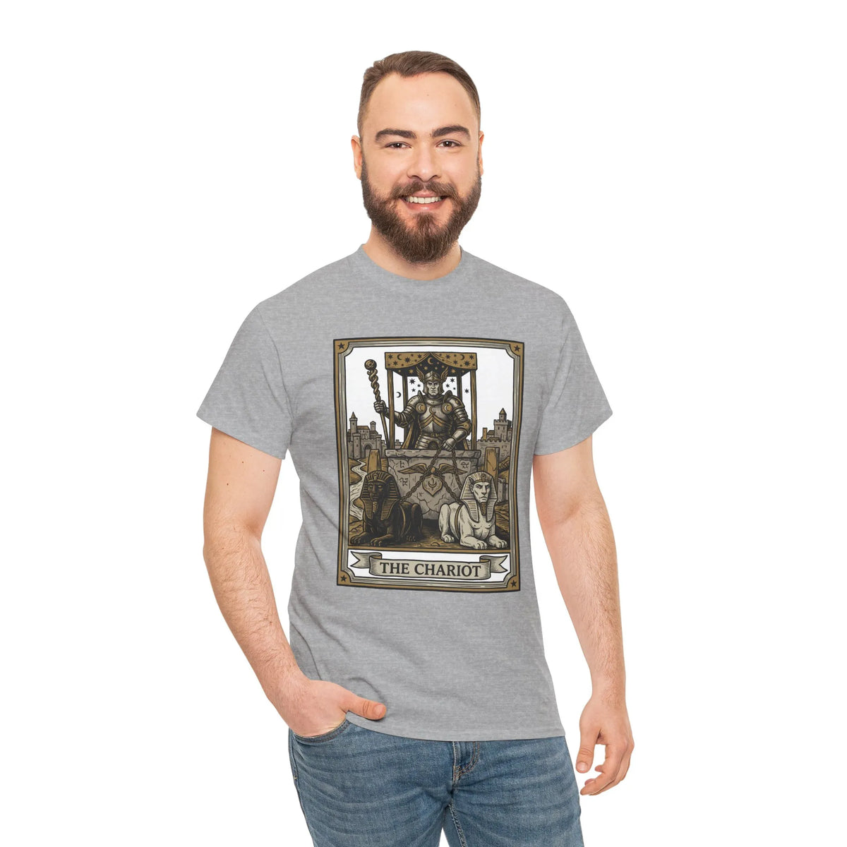 The Chariot Tarot Card T-Shirt - Heavy Cotton Classic Fit Tee - Unisex White