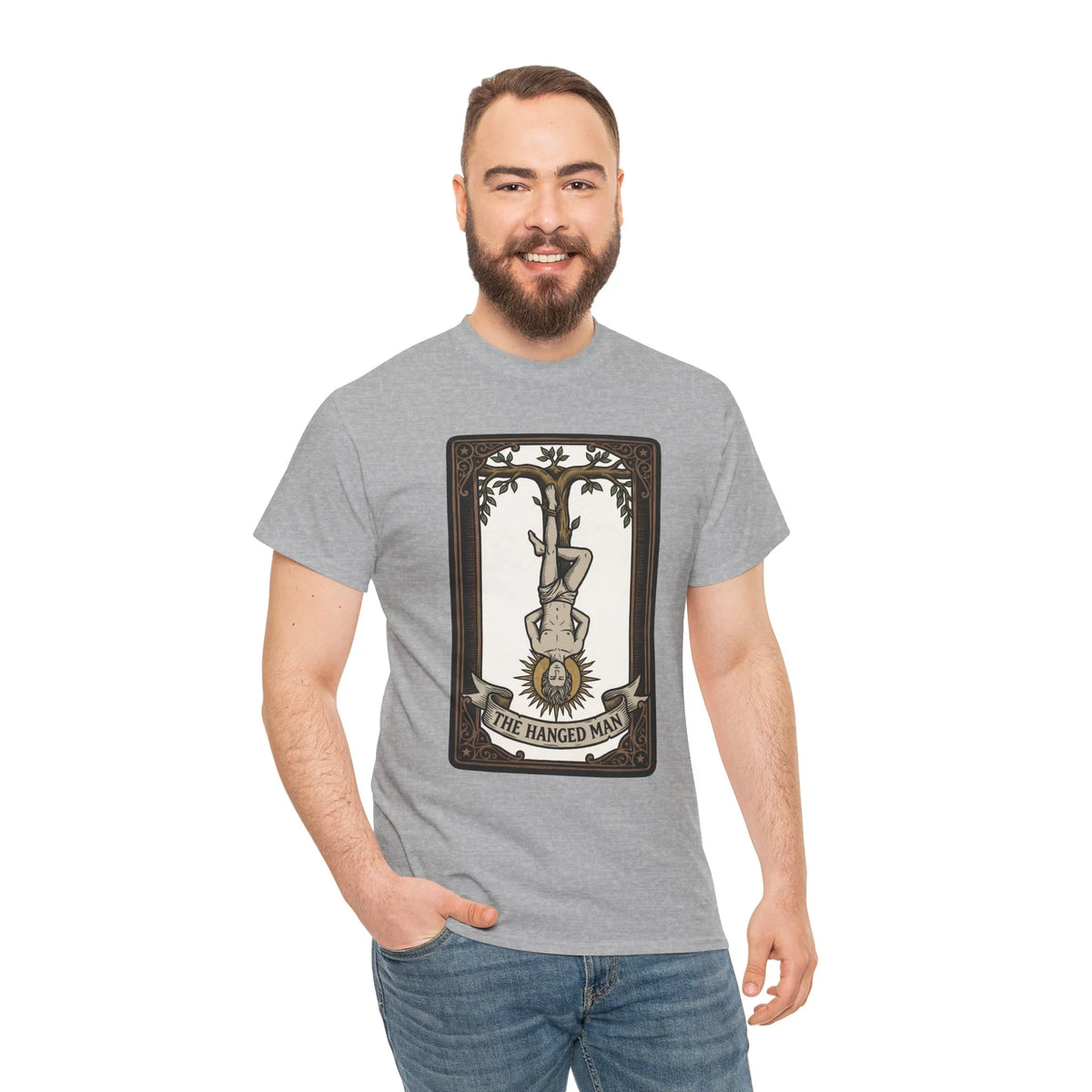 The Hanged Man Tarot Card T-Shirt - Heavy Cotton Classic Fit Tee - Unisex White