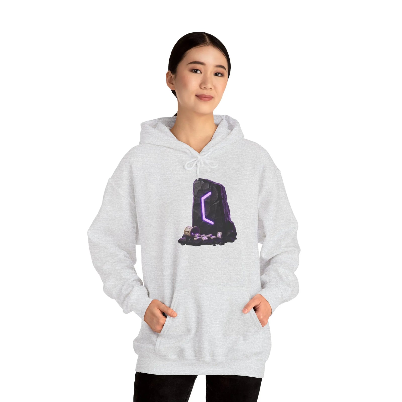 Perthro Rune Mystery Graphic Hoodie - Heavyweight Fleece Pullover - Unisex White