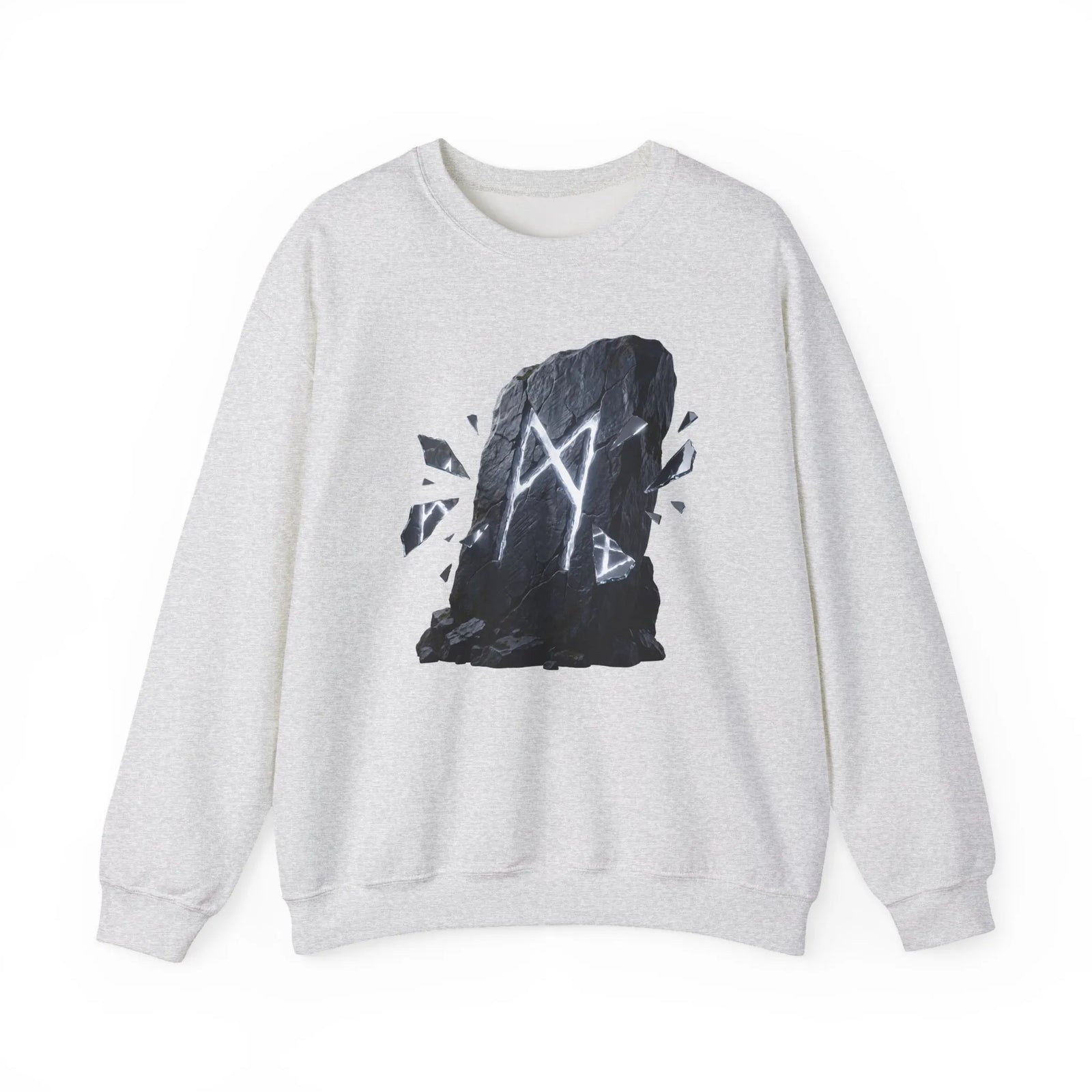 Mannaz Rune Stone Graphic Sweatshirt - Heavy Blend Crewneck Pullover - Unisex Off White