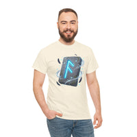 Ansuz Rune Odin's Raven Graphic T-Shirt - Heavy Cotton Classic Fit Crewneck Tee - Unisex White