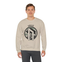 Uruz Rune Bull Norse Mythology Sweatshirt - Heavy Blend Cotton Poly Crewneck - Unisex White