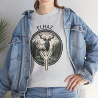 Elhaz Protection Rune Elk Graphic T-Shirt - Heavy Cotton Classic Fit Tee - Unisex White