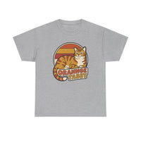 Retro 70s Sunset Orange Tabby T-Shirt - Heavyweight 100% Cotton Classic Fit - Unisex Off White