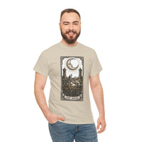 Moonlight Wolves Tarot Graphic T-Shirt - Heavy Cotton Classic Fit Crewneck - Unisex White