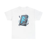 Ansuz Rune Odin's Raven Graphic T-Shirt - Heavy Cotton Classic Fit Crewneck Tee - Unisex White