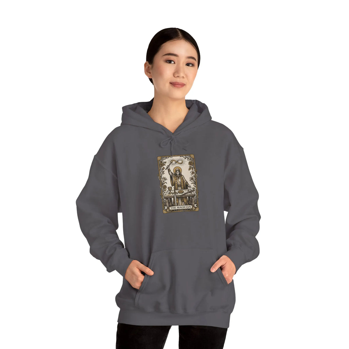 The Magician Tarot Card Hoodie - Cozy Fleece Pullover - Unisex White