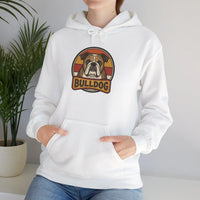 Bulldog Retro 70s Sunset Hoodie - Heavy Blend Fleece Pullover - Unisex White
