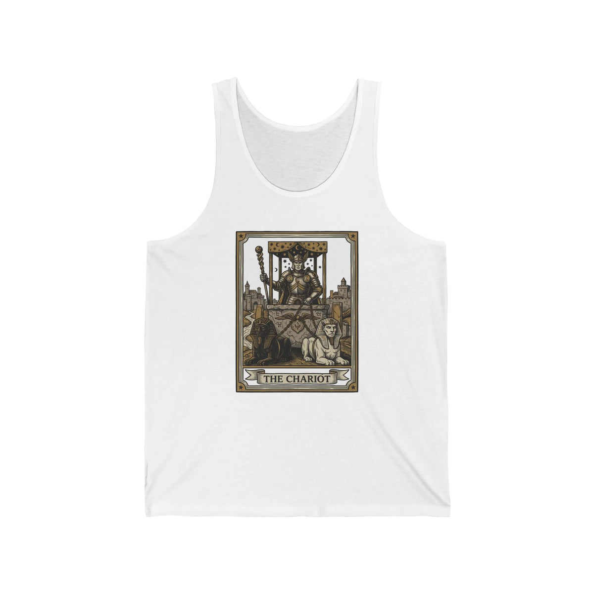 The Chariot Tarot Card Tank Top - Lightweight Soft Jersey Tank - Unisex White