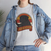 Labrador Retro 70s Sunset T-Shirt - Heavy Cotton Classic Fit Tee - Unisex White