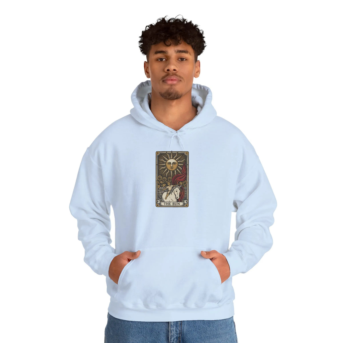 The Sun Tarot Card Hoodie - Heavy Blend Cotton-Poly Fleece Pullover - Unisex White