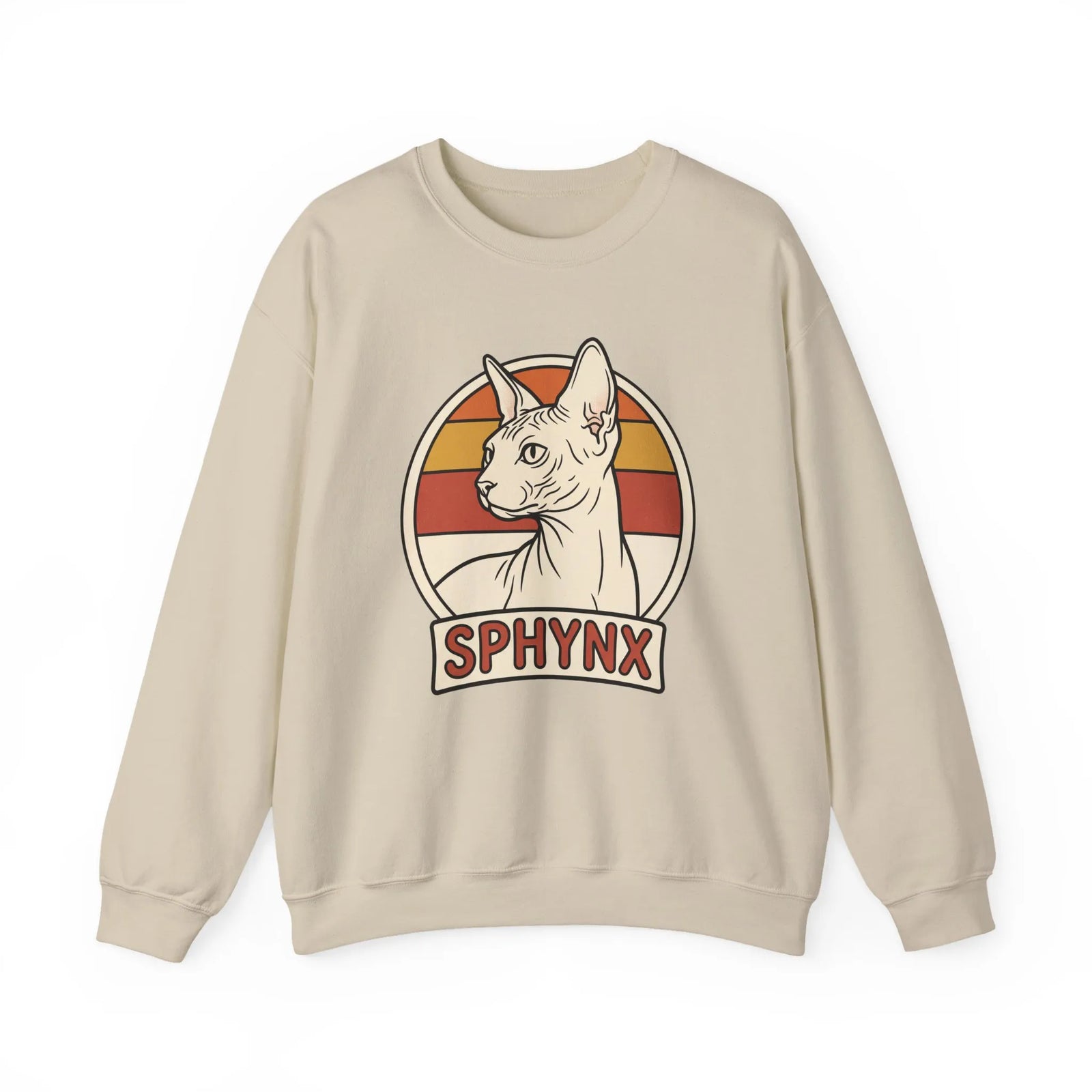 Sphynx Retro 70s Sunset Breeds Sweatshirt - Heavy Blend Crewneck Fleece - Unisex Ash