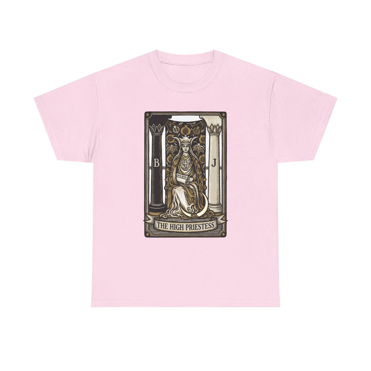The High Priestess Tarot Card T-Shirt - Heavy Cotton Classic Fit Tee - Unisex White
