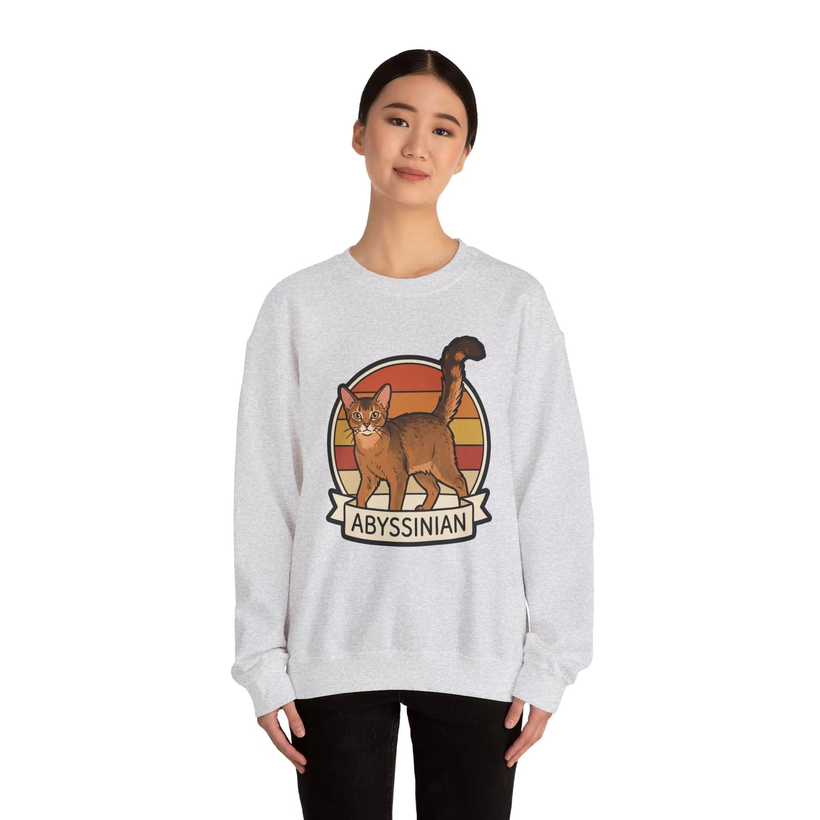 Abyssinian Retro 70s Sunset Sweatshirt - Heavy Blend Classic Crewneck - Unisex White