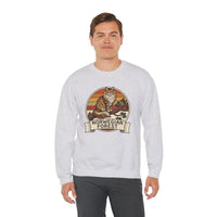 Norwegian Forest Cat Retro Sunset Sweatshirt - Heavy Blend Fleece Crewneck - Unisex White