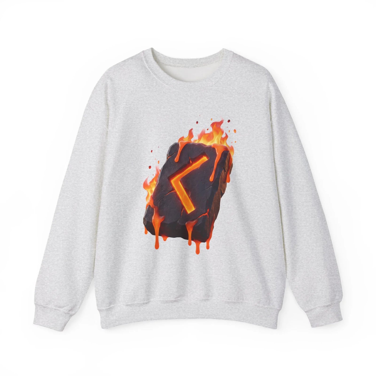 Kenaz Rune Fire Graphic Sweatshirt - Heavy Blend Fleece Crewneck - Unisex White